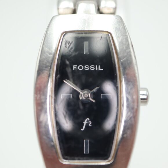 Fossil F2 Ladies Watch Silver Tone 16mm Black Dial Bracelet ES-9751 New Battery - Picture 6 of 15